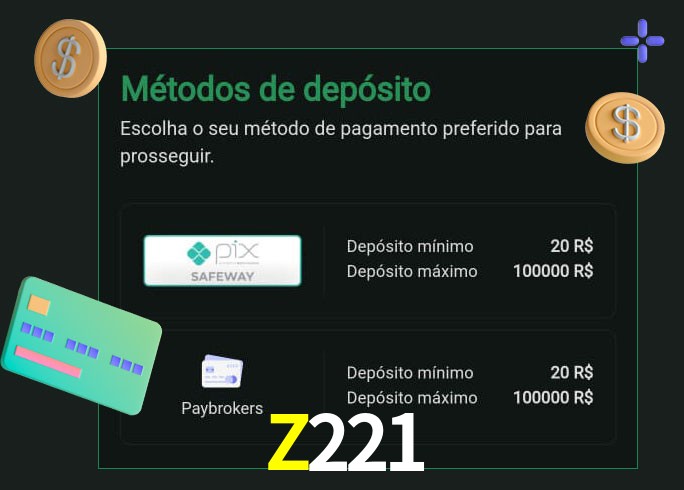 O cassino Z221 oferece uma grande variedade de métodos de pagamento
